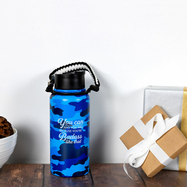 Pavilion Gift Company Badass 32 Oz Stainless Steel Water Bottle With Paracord Survival Handle