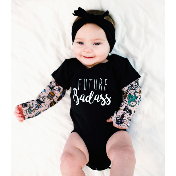 Pavilion Gift Company Badass 6-12 Months Biker Tat Tee Bodysuit