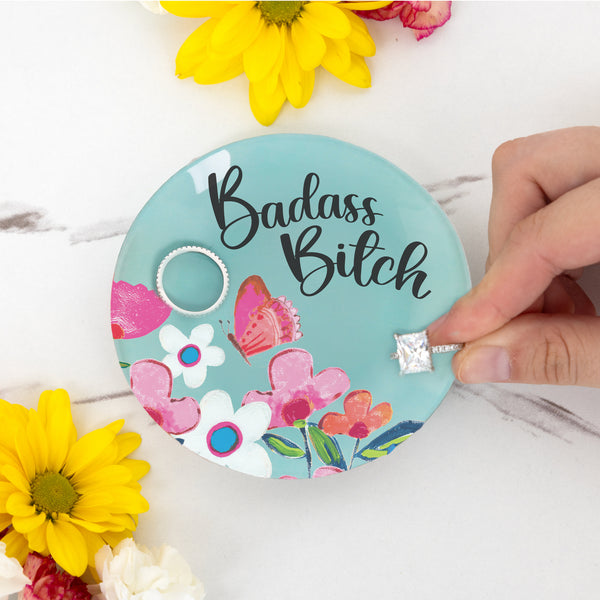 Pavilion Gift Company Badass Bitch 4" Glass Keepsake Dish