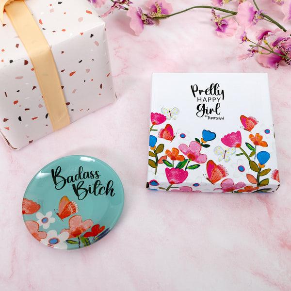 Pavilion Gift Company Badass Bitch 4" Glass Keepsake Dish