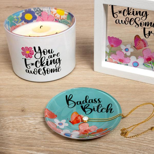 Pavilion Gift Company Badass Bitch 4" Glass Keepsake Dish