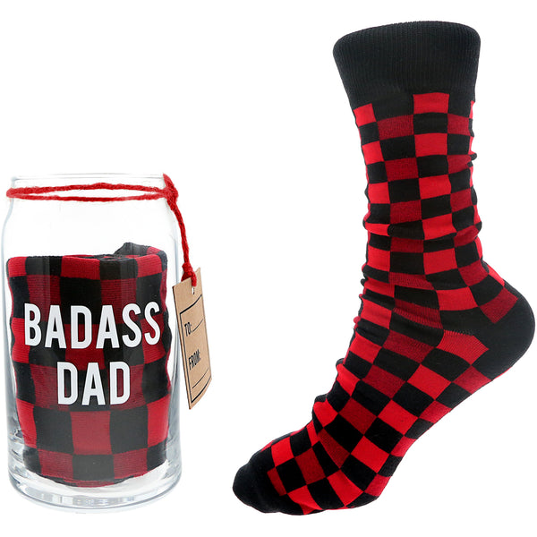 pavilion gift company Badass Dad 16 oz Beer Can Glass and Sock Set