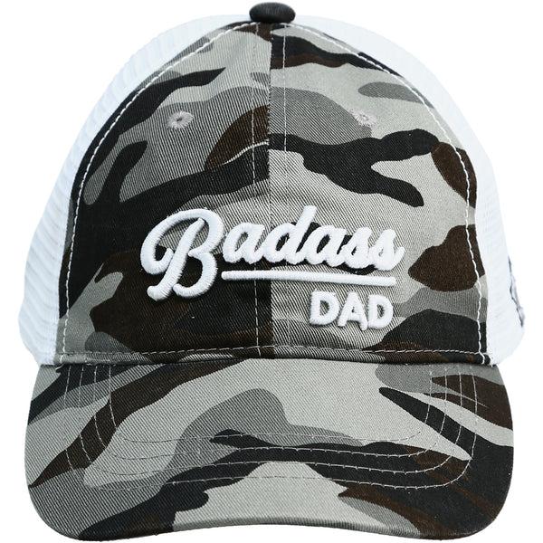pavilion gift company Badass Dad Gray Camo Adjustable Mesh Hat