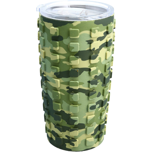 Pavilion Gift Company Badass Grandpa 20 Oz Travel Tumbler With 3D Silicone Wrap