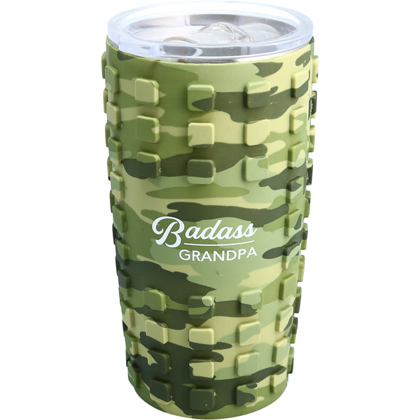 pavilion gift company Badass Grandpa 20 oz Travel Tumbler with 3D Silicone Wrap