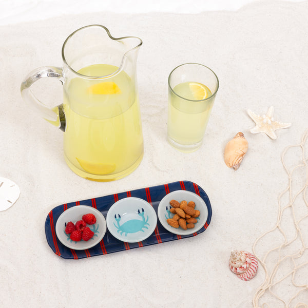 Pavilion Gift Company Beach 11" Glass Serving Tray With 3 Bowls