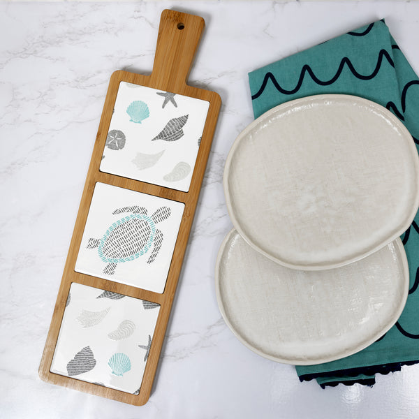 Pavilion Gift Company Beach 16.5" Bamboo & Ceramic Tile Trivet