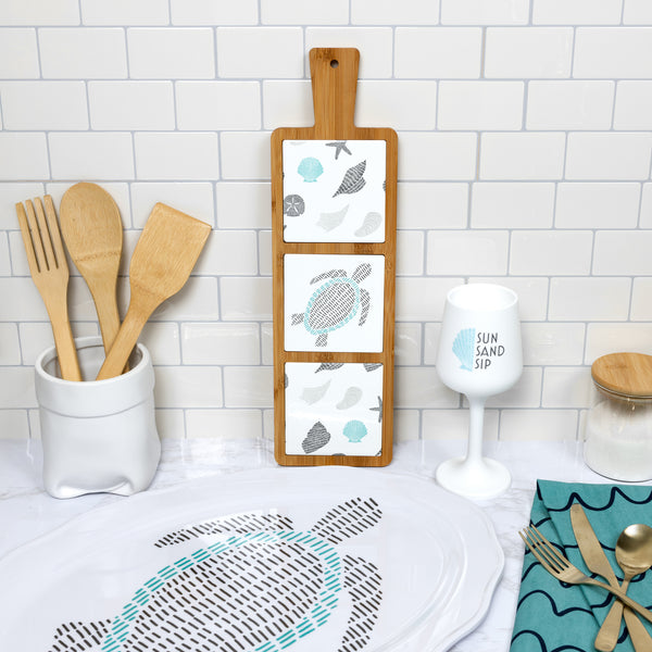 Pavilion Gift Company Beach 16.5" Bamboo & Ceramic Tile Trivet