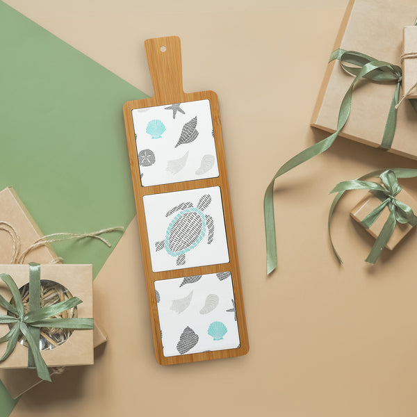 Pavilion Gift Company Beach 16.5" Bamboo & Ceramic Tile Trivet