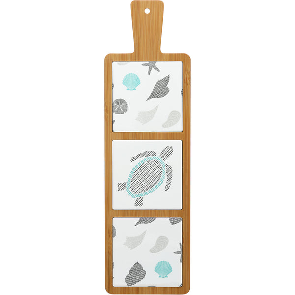 pavilion gift company Beach 16.5" Bamboo & Ceramic Tile Trivet