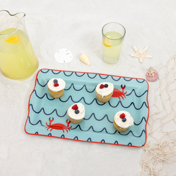 Pavilion Gift Company Beach 16.75" X 11" Glass Serving Tray