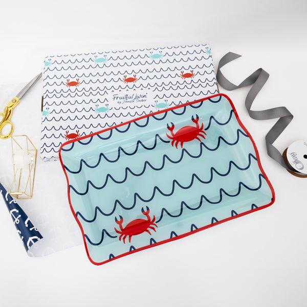 Pavilion Gift Company Beach 16.75" X 11" Glass Serving Tray