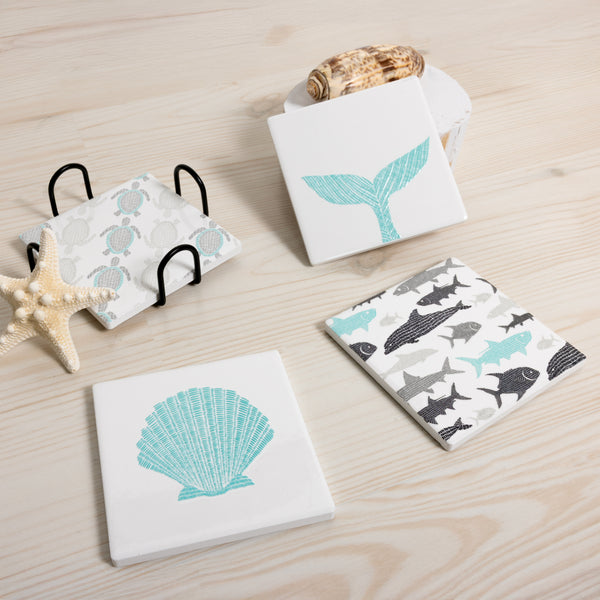 Pavilion Gift Company Beach 4" Ceramic Coasters (Set Of 4)
