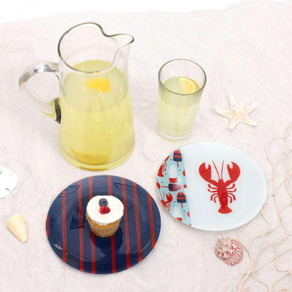 Pavilion Gift Company Beach 8" Glass Appetizer Plates (Set Of 2)