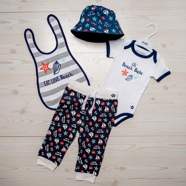 Pavilion Gift Company Beach Babe 6-12 Months Blue Trimmed Bodysuit
