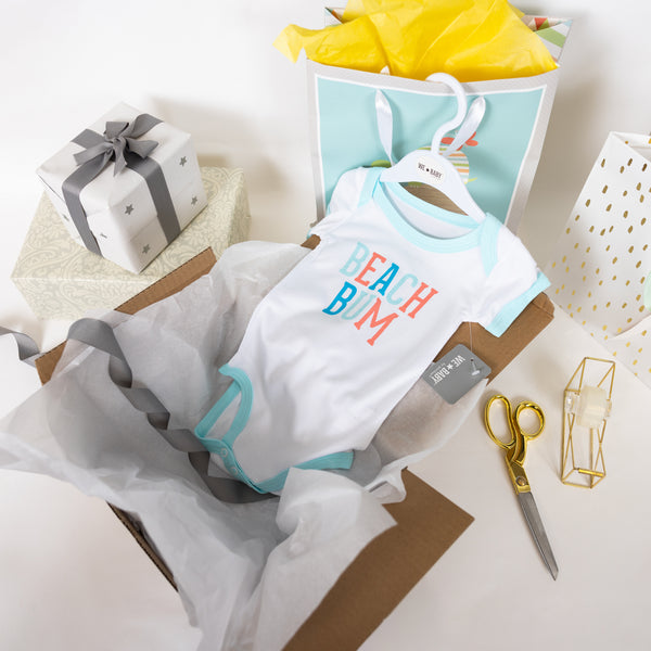 Pavilion Gift Company Beach Bum 6-12 Month Aqua Trimmed Bodysuit