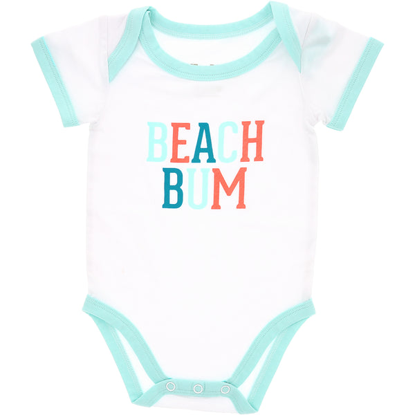 pavilion gift company Beach Bum 6-12 Month Aqua Trimmed Bodysuit