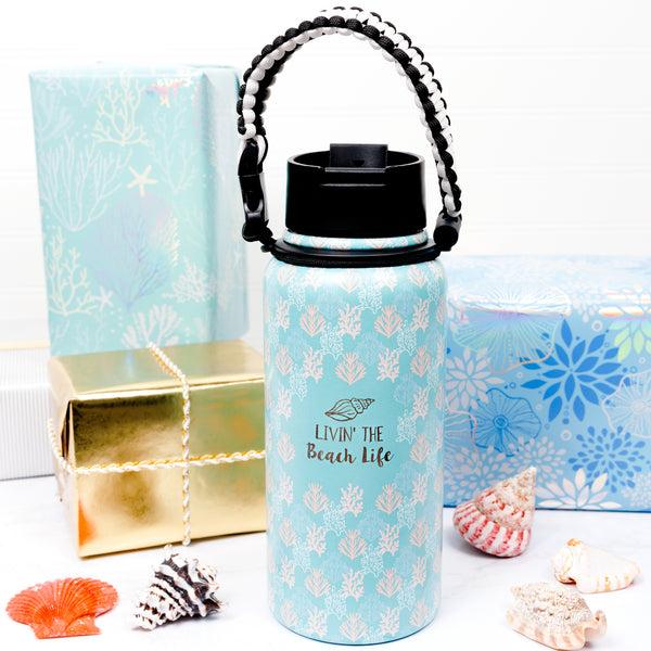 Pavilion Gift Company Beach Life 32 Oz Stainless Steel Water Bottle With Paracord Survival Handle