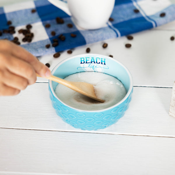 Pavilion Gift Company Beach Life 4.5" Ceramic Bowl With Wood Spoon