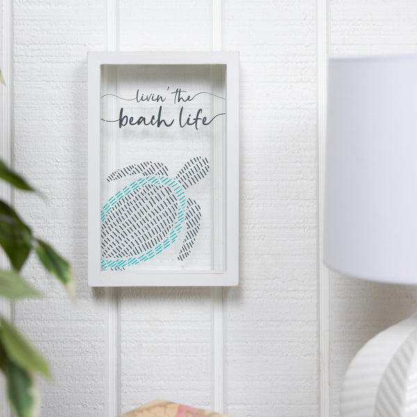 Pavilion Gift Company Beach Life 5.5" X 8.5" Framed Glass Plaque