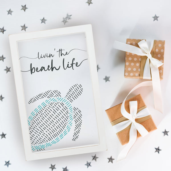 Pavilion Gift Company Beach Life 5.5" X 8.5" Framed Glass Plaque