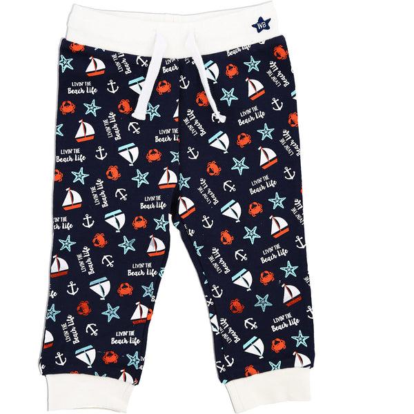 pavilion gift company Beach Life 6-12 Months Blue Jogger Pant