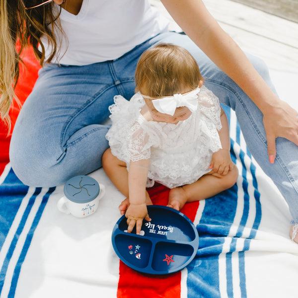 Pavilion Gift Company Beach Life 7.75" Divided Silicone Suction Plate