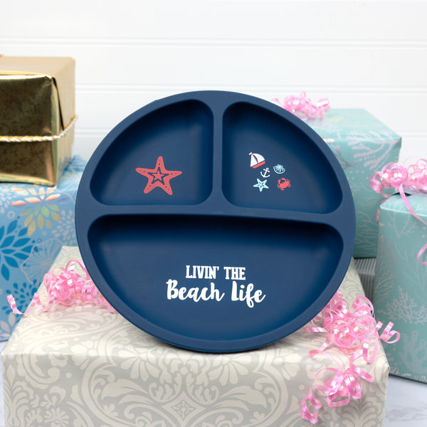 Pavilion Gift Company Beach Life 7.75" Divided Silicone Suction Plate
