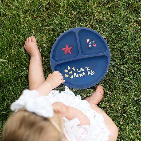 Pavilion Gift Company Beach Life 7.75" Divided Silicone Suction Plate