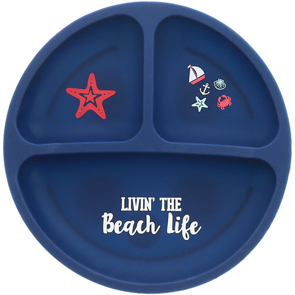 pavilion gift company Beach Life 7.75" Divided Silicone Suction Plate