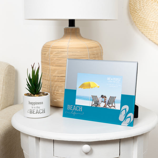 Pavilion Gift Company Beach Life 9" X 7" Mirrored Glass Frame (Holds 6" X 4")