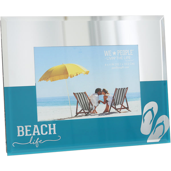 pavilion gift company Beach Life 9" x 7" Mirrored Glass Frame (Holds 6" x 4")