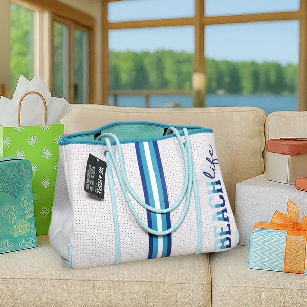 Pavilion Gift Company Beach Life Neoprene Tote Bag With Tethered Inner Pouch