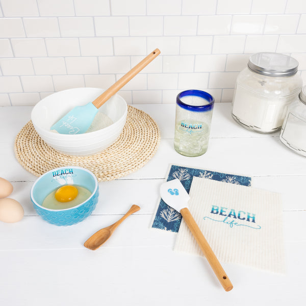 Pavilion Gift Company Beach Life Spatula And Reusable Dish Cloth Set (2 Of Each)