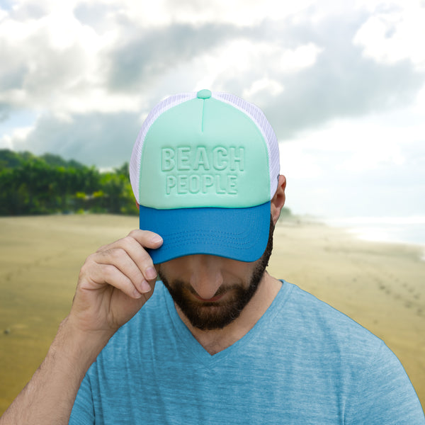 Pavilion Gift Company Beach People Adjustable Light Blue Neoprene Mesh Hat