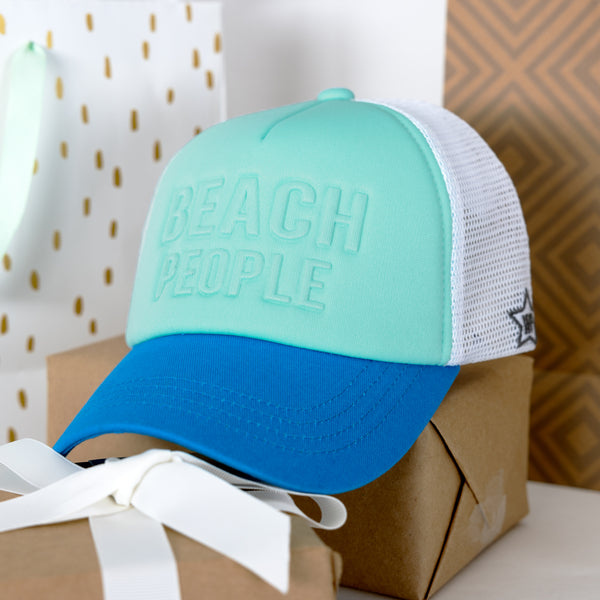 Pavilion Gift Company Beach People Adjustable Light Blue Neoprene Mesh Hat
