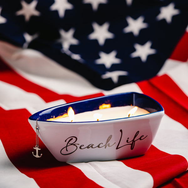 Pavilion Gift Company Beach Triple Wick 10 Oz 100% Soy Wax Candle Scent: Fresh Linen