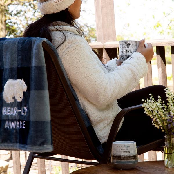 Pavilion Gift Company Bear-ly Awake 50" X 60" Royal Plush Blanket