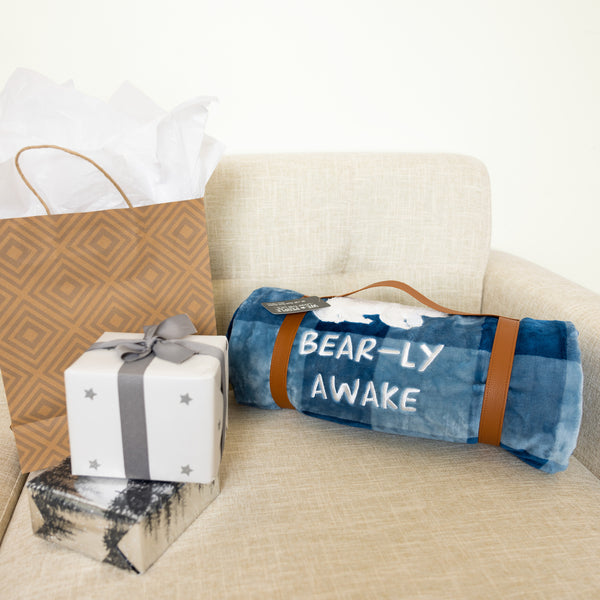 Pavilion Gift Company Bear-ly Awake 50" X 60" Royal Plush Blanket