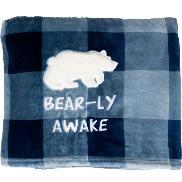 pavilion gift company Bear-ly Awake 50" x 60" Royal Plush Blanket