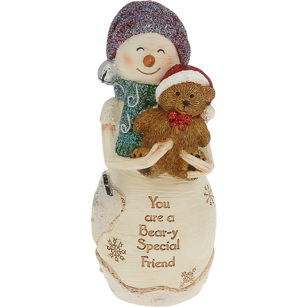 pavilion gift company Bear-y Special 5" Snowman Holding Teddy Bear