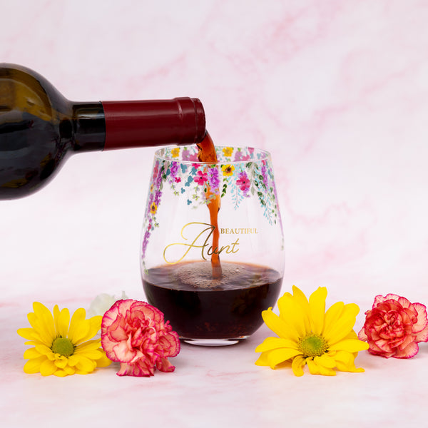 Pavilion Gift Company Beautiful Aunt Gift Boxed 17 Oz Stemless Wine Glass