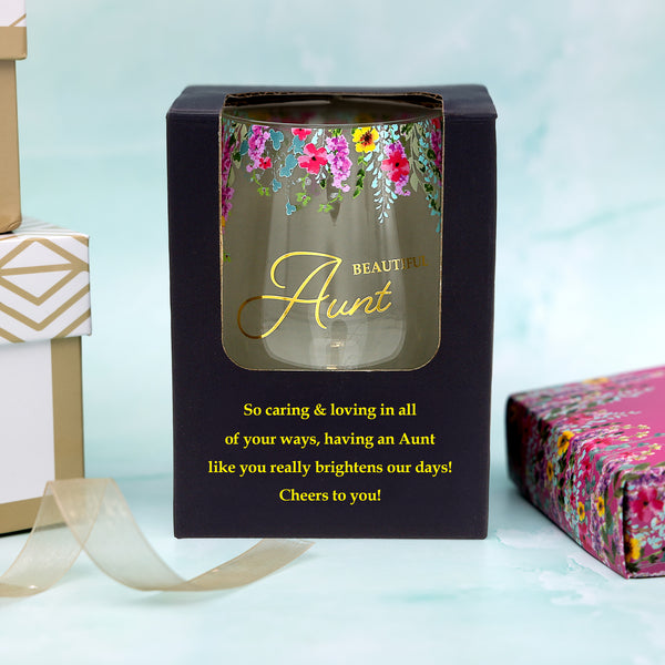 Pavilion Gift Company Beautiful Aunt Gift Boxed 17 Oz Stemless Wine Glass