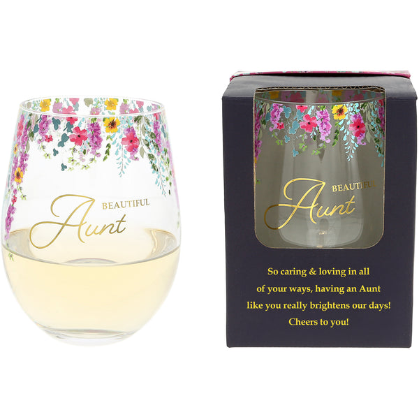pavilion gift company Beautiful Aunt Gift Boxed 17 oz Stemless Wine Glass