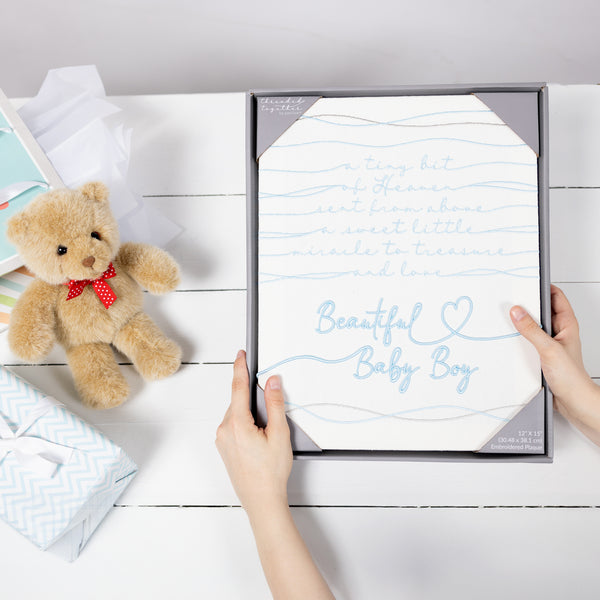 Pavilion Gift Company Beautiful Baby Boy 12" X 15" Embroidered Plaque