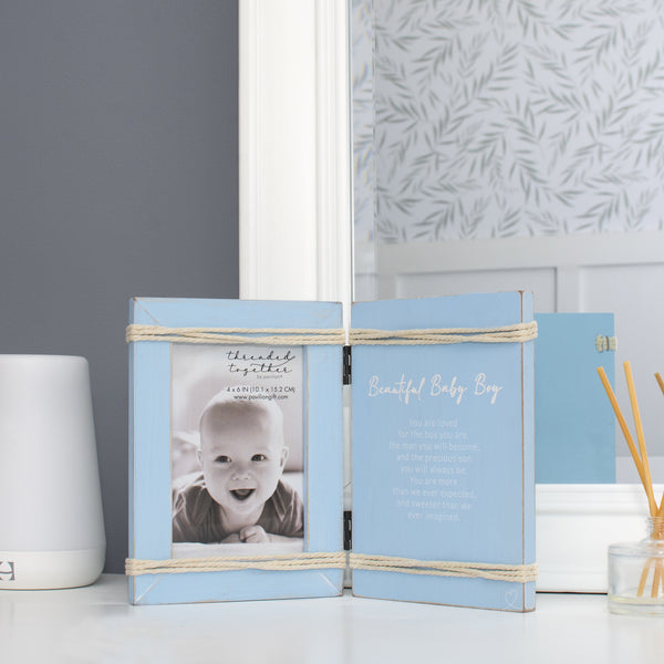 Pavilion Gift Company Beautiful Baby Boy 5.5" X 7.5" Hinged Sentiment Frame (Holds 4" X 6" Photo)