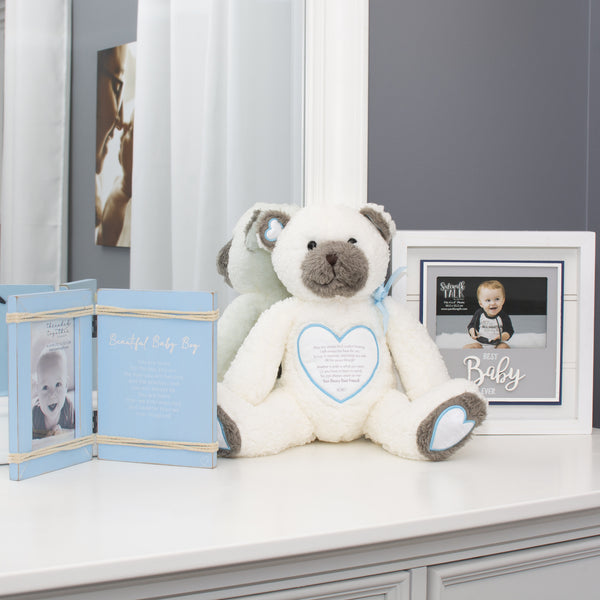 Pavilion Gift Company Beautiful Baby Boy 5.5" X 7.5" Hinged Sentiment Frame (Holds 4" X 6" Photo)