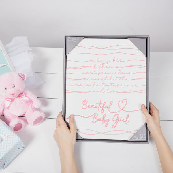 Pavilion Gift Company Beautiful Baby Girl 12" X 15" Embroidered Plaque