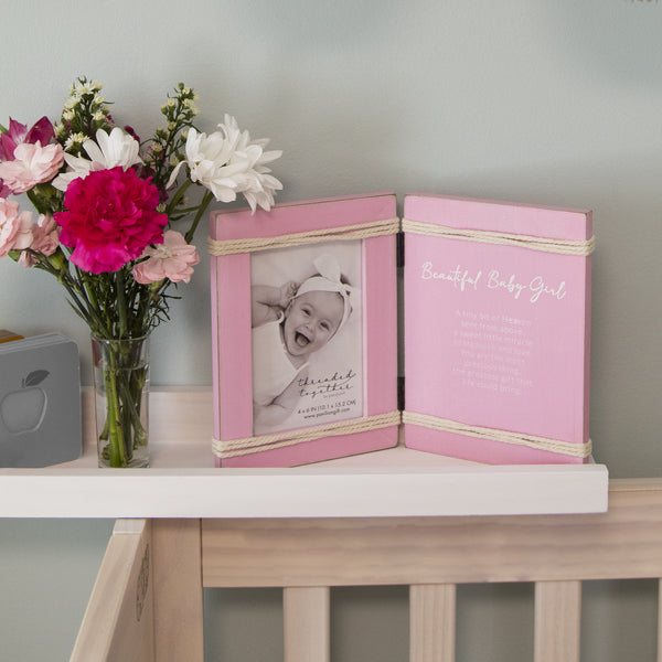 Pavilion Gift Company Beautiful Baby Girl 5.5" X 7.5" Hinged Sentiment Frame (Holds 4" X 6" Photo)