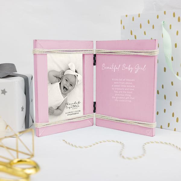 Pavilion Gift Company Beautiful Baby Girl 5.5" X 7.5" Hinged Sentiment Frame (Holds 4" X 6" Photo)
